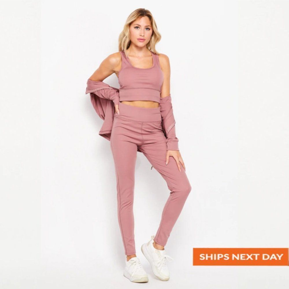 Cloud Soft Zip Hooded Jacket 3 Piece Sport Set - Three Piece Set - Athleisure